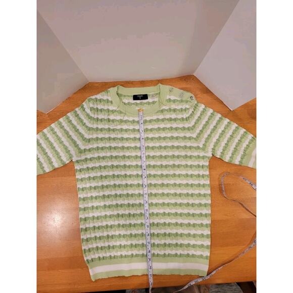 Tahari Tight Knit Short Sleeve Sweater Ladies Size L Preppy - Picture 3 of 10